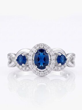 Blue Sapphire Gemstone ring, size 7, 925 Sterling Silver Charmed Aroma